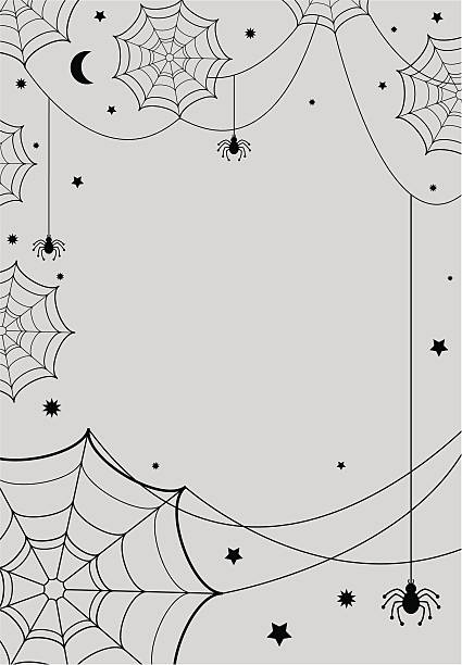 illustrations, cliparts, dessins animés et icônes de vecteur cobwebs & spiders sur fond gris - holiday clip art spooky halloween