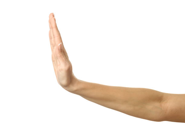 istock Stop it! Woman hand gesturing isolated on white 1797771741