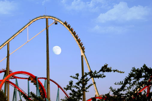 roller coaster with moon background
