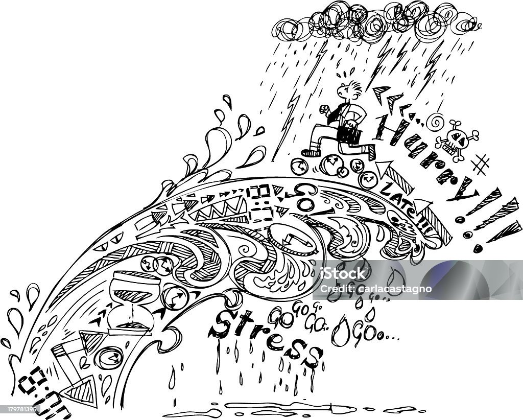 Skizze Kritzeleien: Beeilen Sie sich! - Lizenzfrei Besorgtheit Vektorgrafik