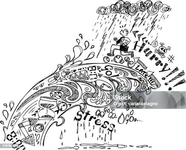 Esboço Rabiscos Não Perca Tempo - Arte vetorial de stock e mais imagens de Ansiedade - Ansiedade, Rabisco - Desenho, Adulto