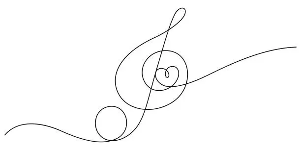 Vector illustration of music lover concept with music notes and heart shape in one line