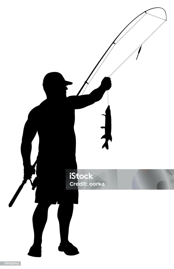 Pescador - arte vectorial de Silueta libre de derechos