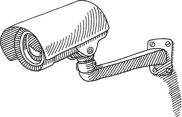 Vector illustration of Surveillance Camera Drawing