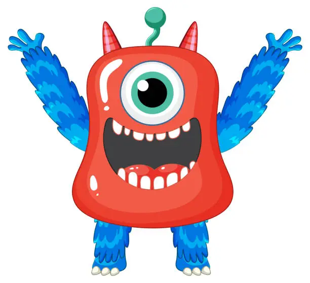 Vector illustration of Adorable One-Eyed Alien Monster Cartoon Character