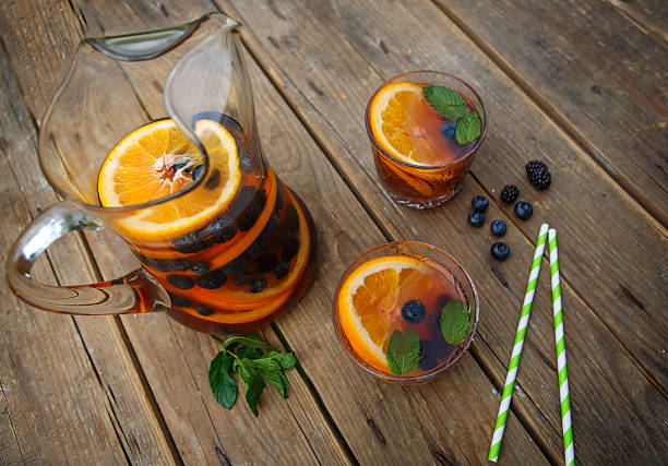 istock Berry sangria - summer cocktail, decorated with berries, orange 179792034