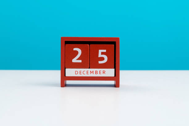 Wood calendar on the table.