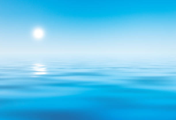晴れた日の青い水面の波紋
