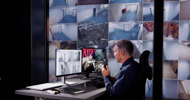 istock Guarding Of Security: CCTV System Monitors Monitor 1797953489