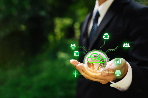 istock Hand for environmental, global warming, Sustainable development and green business based on renewable energy. Reduce CO2 emission concept. 1798012689