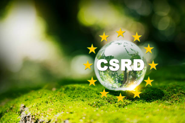 Corporate Sustainability Reporting Directive (CSRD) Concept. The European Union and financial reporting standards regarding sustainability disclosures. stock photo