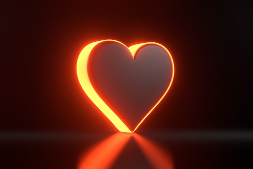 Neon heart shapes with bokeh light