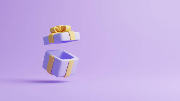 istock Gift box fly on a pastel purple background 1798023997