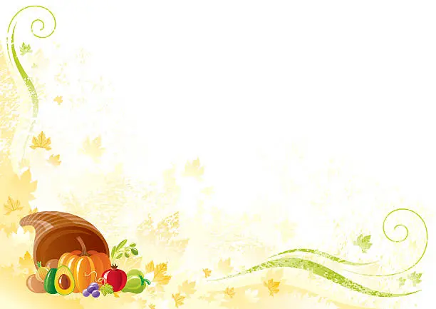 Vector illustration of Thanksgiving background: horn of plenty