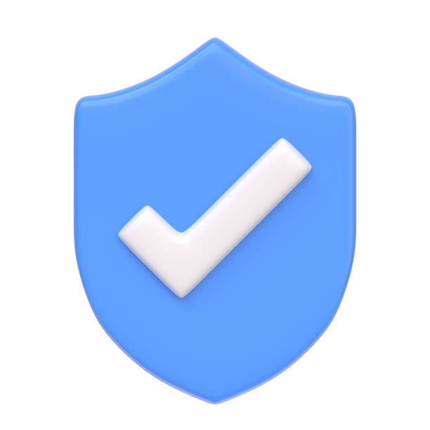 istock Blue Outline Shield Shape with Tick Symbol isolated on white background 1798031515