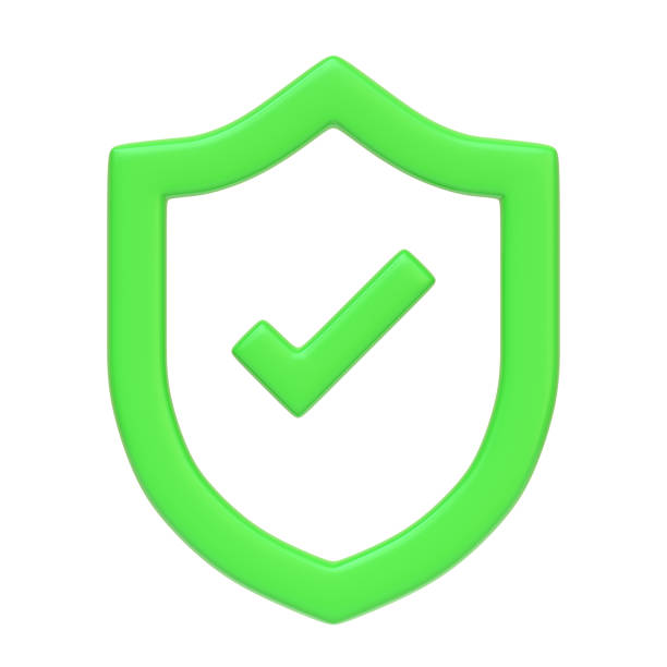 istock Green Outline Shield Shape with Tick Symbol isolated on white background 1798032034