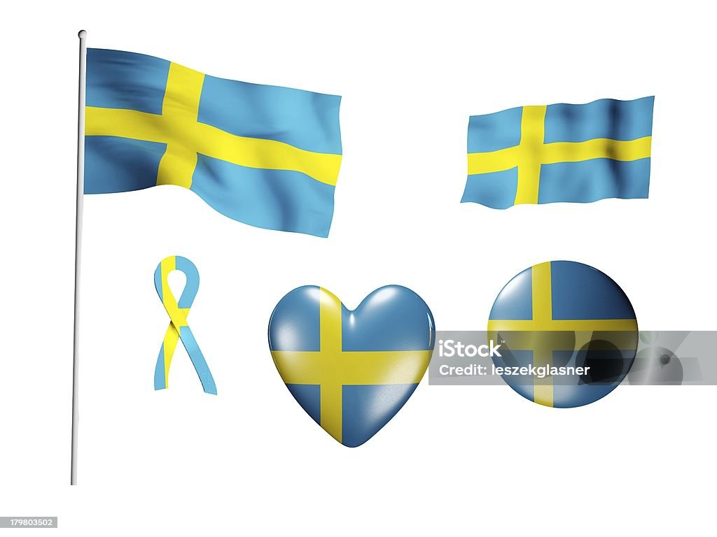 W Szwecji Flaga-zestaw ikon i flagi - Zbiór zdjęć royalty-free (Błyszczący)