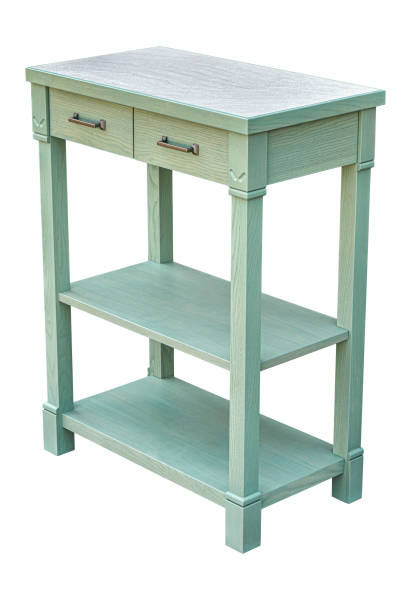 istock Green serving table with drawers and shelves in carpentry 1798037952