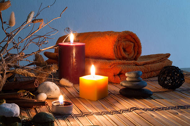 istock dried flowers, candles, towels 179805186