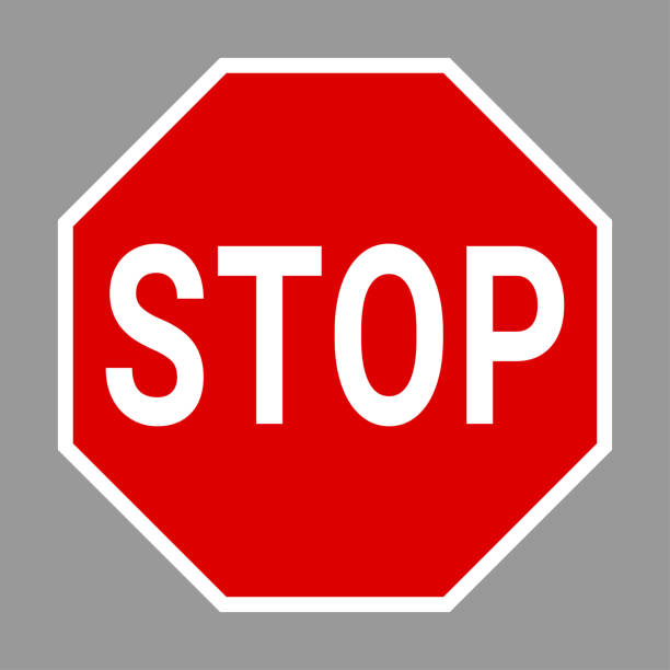 illustrations, cliparts, dessins animés et icônes de panneau d’arrêt avec bordure blanche - panneau stop