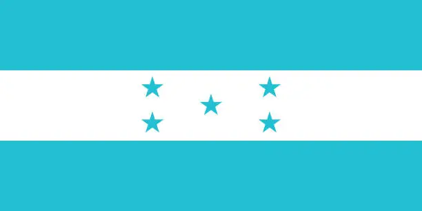 Vector illustration of The flag of Honduras. Flag icon. Standard color. Standard size. A rectangular flag. Computer illustration. Digital illustration. Vector illustration.