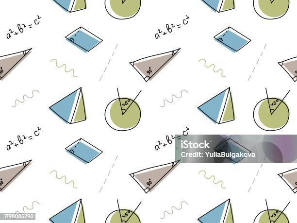 Math Photos Pattern Seamless Doodle Pattern With Geometry School College Math Stock ...