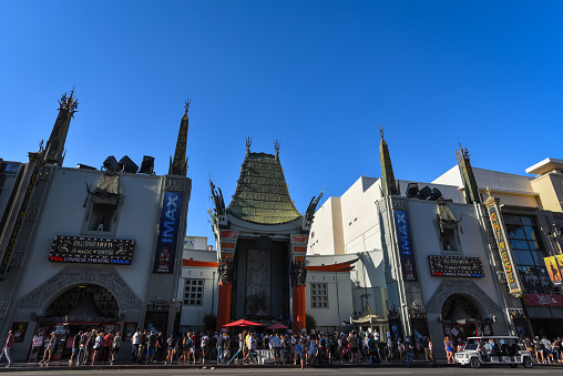 Grauman's Chinese Theatre is a movie palace on the historic Hollywood Walk of Fame at 6925 Hollywood Boulevard in Hollywood, Los Angeles, California.