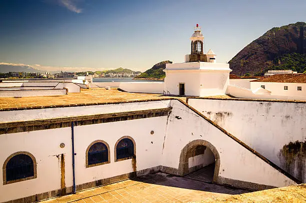 Courtyard of a fortress, Santa Cruz Fortress, Guanabara Bay, Niteroi, Rio de Janeiro, Brazil