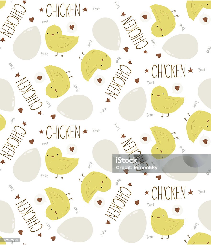 Los adorables amarillo patrón de fondo sin costuras bebé pollo - arte vectorial de Amarillo - Color libre de derechos