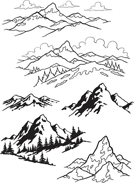 山 - snowcapped mountain mountain range snow点のイラスト素材／クリップアート素材／マンガ素材／アイコン素材