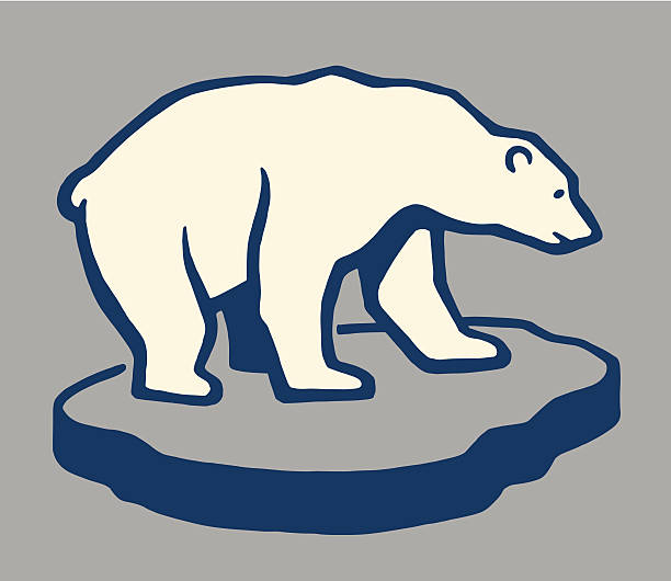eisbär auf einem stück eis - eisbär stock-grafiken, -clipart, -cartoons und -symbole