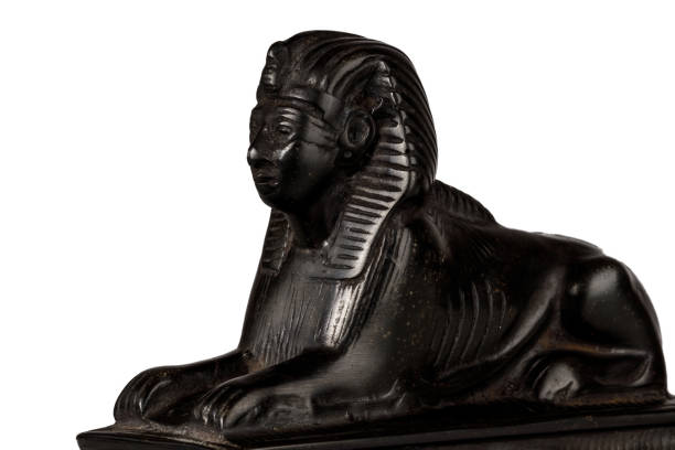 istock Black stone sphinx statue isolated on white background 1798158999