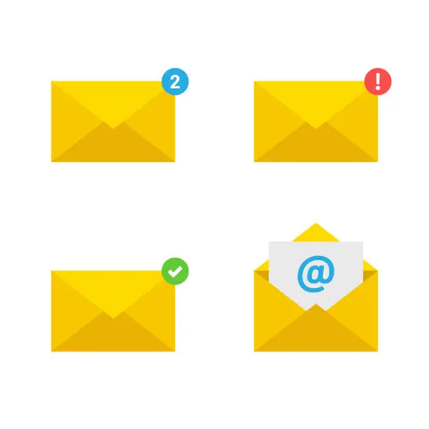 Vector illustration of E-Mail Notification Set Vector Design.