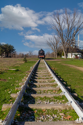 View of old historical train station building,  of Edirne, Turkey