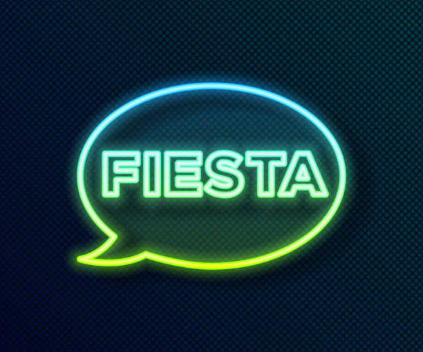 istock Glowing neon line Fiesta icon isolated on black background. Vector 1798175102