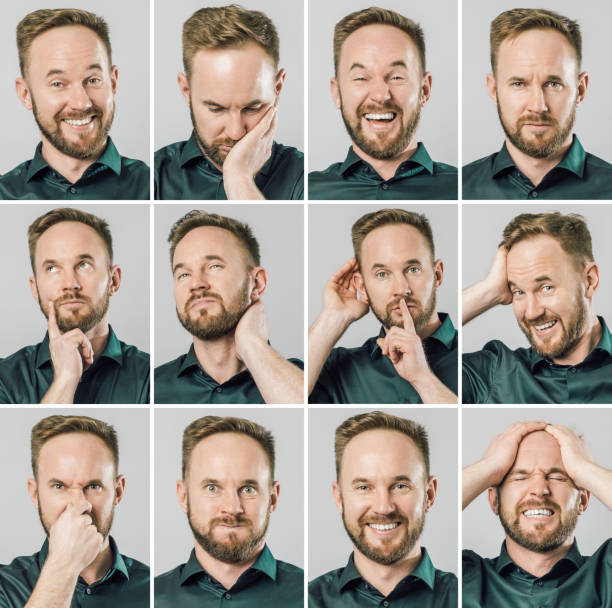 istock Set of handsome man with different emotions and gestures 1798187443