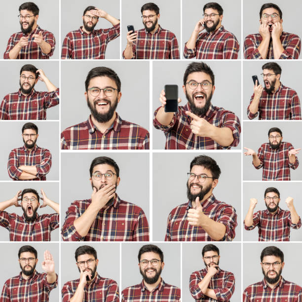istock Set of handsome man with different emotions and gestures 1798188505
