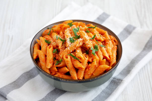 istock Homemade Penne Alla Vodka from Leftover Sauce, side view. 1798217581