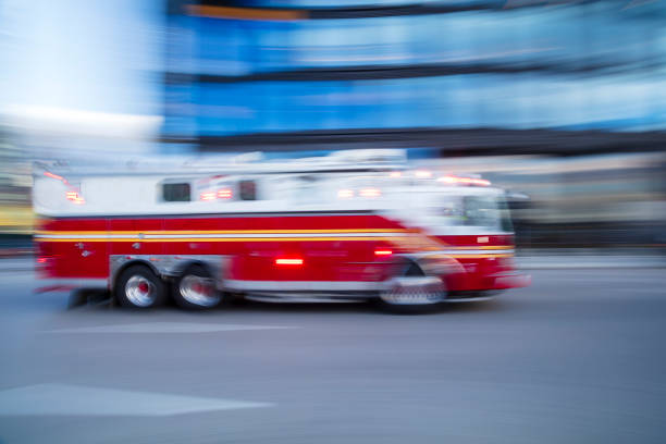 istock Fire truck rushing in New York 1798236807