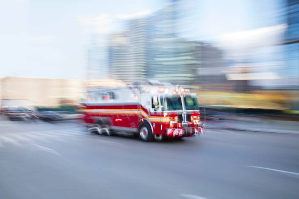 istock Fire engine truck rushing in New York 1798250422