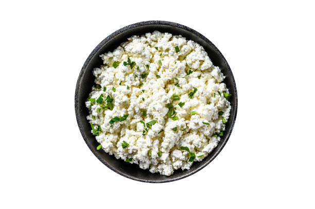 istock Organic dairy product Cottage cheese with herbs.  Isolate, white background. 1798252604