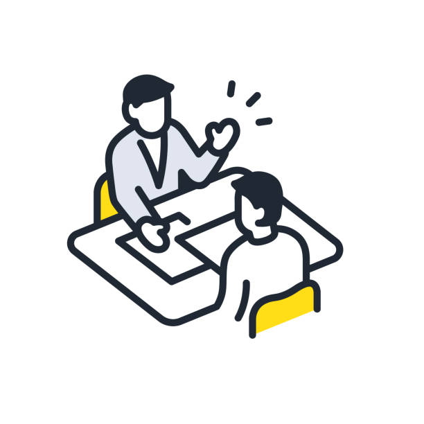prosty materiał ilustracyjny ikony wektorowej mężczyzny konsultującego się - porada obrazy stock illustrations