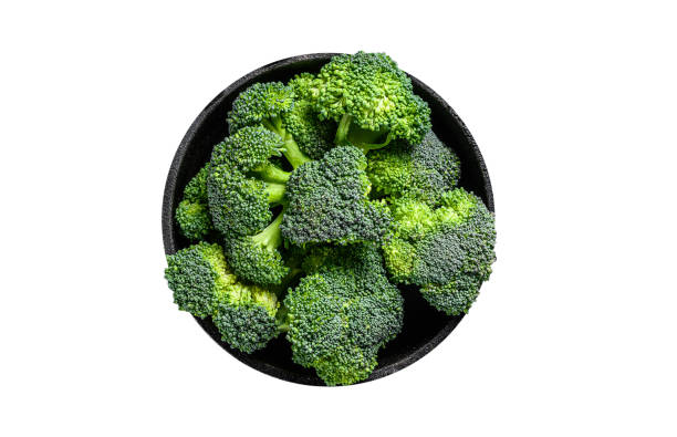 istock Raw green broccoli cabbage  in a colander.  Isolated, white background. 1798268431