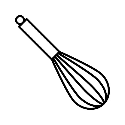 Kitchen whisk icon. Balloon whisk for mixing and whisking. Vector illustration