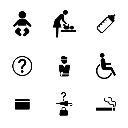 Public icon set such as baby in Facility, Priority, symbol, handicapped, sign, people, police