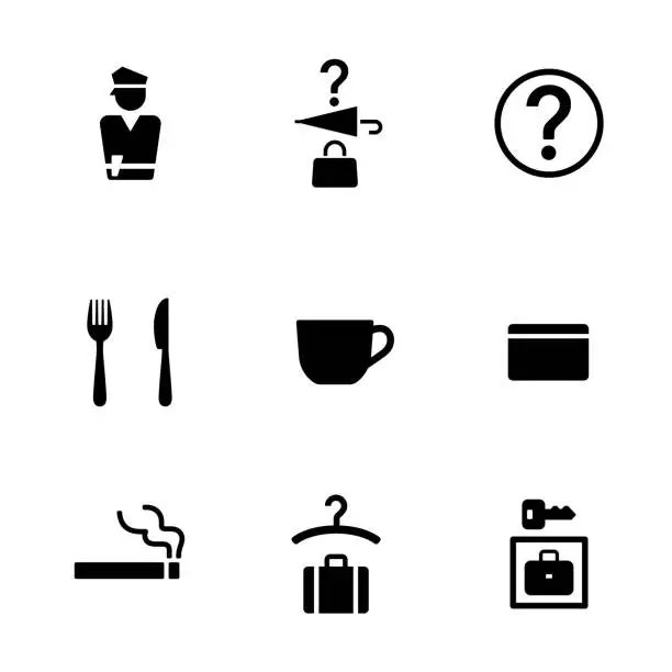 Vector illustration of Public icon set such as restaurant in Facility