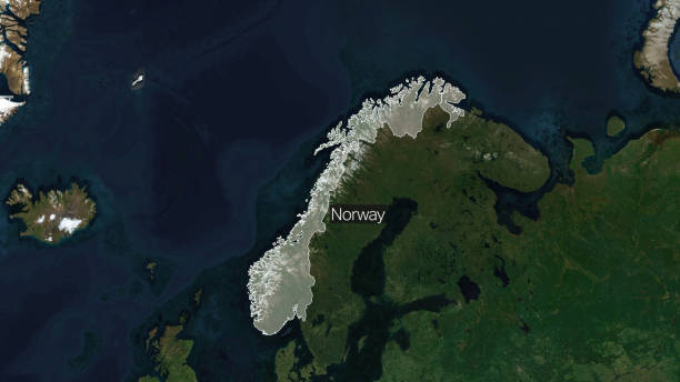 norway explorer: флаг на картах идентификации стран - satellite view topography aerial view mid air стоковые фото и изображения