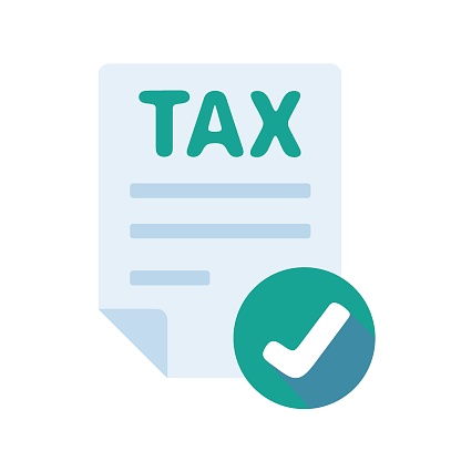Tax document icon with check mark Document verification concept