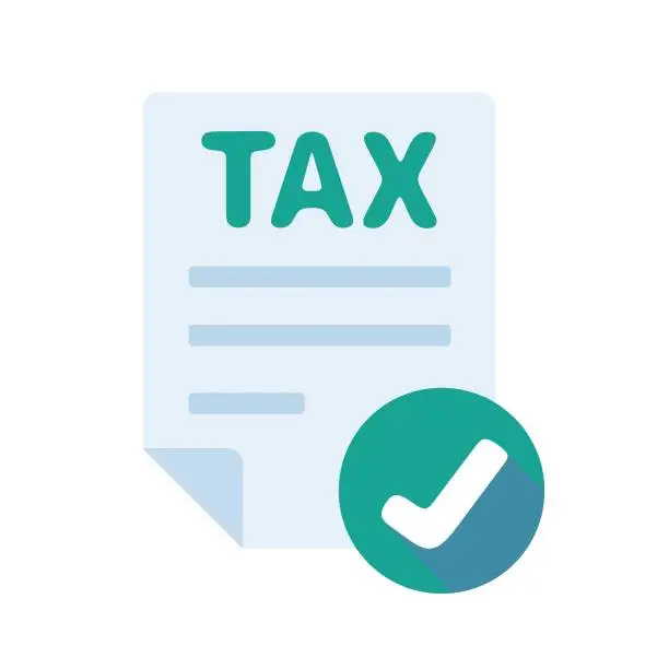 Vector illustration of Tax document icon with check mark Document verification concept