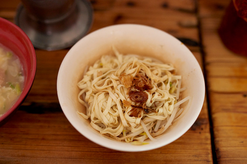 Plain noodles, Taiwanese street, traditional cuisine in Taiwan.